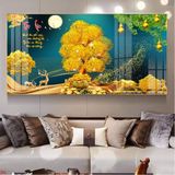 Tranh treo tường tráng gương cây kim tiền tài lộc trang trí tết