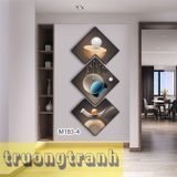 Tranh hiện đại ghép đứng cao 1.6m ngang 0.7m tráng gương treo tường bóng loáng hàng xịn