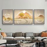 Bộ 3 Tranh Treo Tường Hươu Tài Lộc Tráng Gương Trang Trí Decor Phòng Khách Hợp Phong Thủy, Quà Tặng Tân Gia