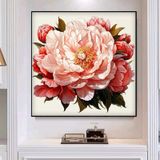 Tranh canvas treo tường hoa peony hồng rực rỡ decor - 70 x 70 cm