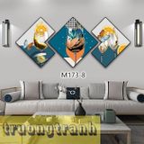 Tranh treo tường hiện đại tráng gương 3D, mẫu cô gái hươu hoa lá LUXE HOME trừu tượng sang trọng đẳng cấp
