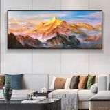 Tranh canvas treo tường phòng khách núi vàng trừu tượng hiện đại khổ ngang 120 x 50 cm Treo Phòng Decor Tường