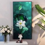 Tranh Treo Tường Khung Nhôm Hệ Cao Cấp Tráng Gương Hoa Sen Trang Trí Phòng Khách/ của hàng / Phòng Ngủ/ làm Quà Tặng