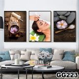 Tranh treo tường canvas khung gỗ 3 bức phong cách hiện đại Bắc Âu trang trí spa phòng khách phòng ngủ phòng ăn 219
