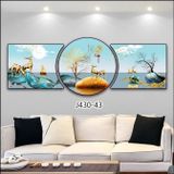 Bộ 3 tranh khuyết hươu tài lộc ,tặng kèm đinh treo(không cần khoan tường) Treo Tường Phòng Khách