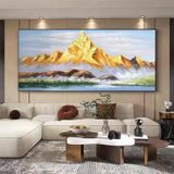 Tranh canvas treo tường phòng khách núi vàng trừu tượng hiện đại khổ ngang 120 x 50 cm Treo Phòng Decor Tường