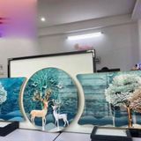 Bộ 3 tranh khuyết hươu tài lộc ,tặng kèm đinh treo(không cần khoan tường) Treo Tường Phòng Khách
