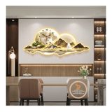 Đồng Hồ Tranh Điện LED Tranh Cửu Ngư núi rừng hùng Vĩ Có Điều Khiển Từ xa tự động treo tường phòng khách cao cấp..