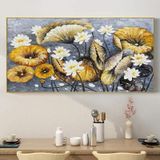 Tranh canvas treo tường hoa sen trắng khổ ngang 100 x 50cm Treo Phòng Decor Tường Phòng Khách