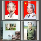 Tranh Treo Tường Bác Hồ Kính Yêu Bác Giáp /Tranh Treo Tường Phòng khách/ Phòng Làm Việc/ Tranh Tráng Gương Thầy Bóng
