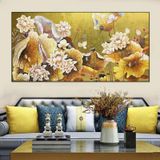 CỠ LỚN - Tranh hoa sen tráng gương treo phòng khách, phòng thờ, decor tường Treo Tường trắng hiện đại Tranh trang trí