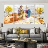 Tranh tráng gương - Bộ 3 tấm treo phòng khách, phòng thờ