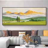 Tranh canvas treo tường phòng khách núi vàng trừu tượng hiện đại khổ ngang 120 x 50 cm Treo Phòng Decor Tường