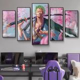 Set 5 Tranh One piece Tráng Gương Cao Cấp Luffy/ Zoro/ Sanji/ ACE Tráng Trí Phòng Khách/ Game/ Phòng Ngủ/ Shop Quần Áo/ Live stream