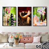 Tranh treo tường canvas khung gỗ 3 bức phong cách hiện đại Bắc Âu trang trí spa phòng khách phòng ngủ phòng ăn 219