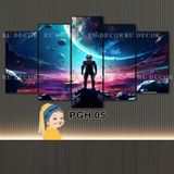 Bộ 5 Tấm Tranh Decor Phi Hành Gia Tráng Gương Dán Tường Cán Nhựa Fomex 5mm Kèm Keo Dán Sẵn BH Vận Chuyển Decor Nhà Cửa