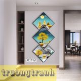 Tranh hiện đại ghép đứng cao 1.6m ngang 0.7m tráng gương treo tường bóng loáng hàng xịn