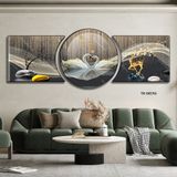 Bộ 3 Tranh Khuyết Tráng Gương Uyên Ương Hạnh Phúc Tranh Thiên Nga Ý Nghĩa Trang Trí Phòng Ngủ Phong Cách Hiện Đại
