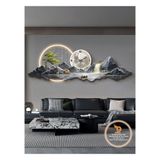 Đồng Hồ Tranh Điện LED Tranh Cửu Ngư núi rừng hùng Vĩ Có Điều Khiển Từ xa tự động treo tường phòng khách cao cấp..