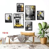 T02- Set 6 tranh treo tường / dán tường thiên nhiên, có sẵn keo 2 mặt dán lên tường Đồng Đèn