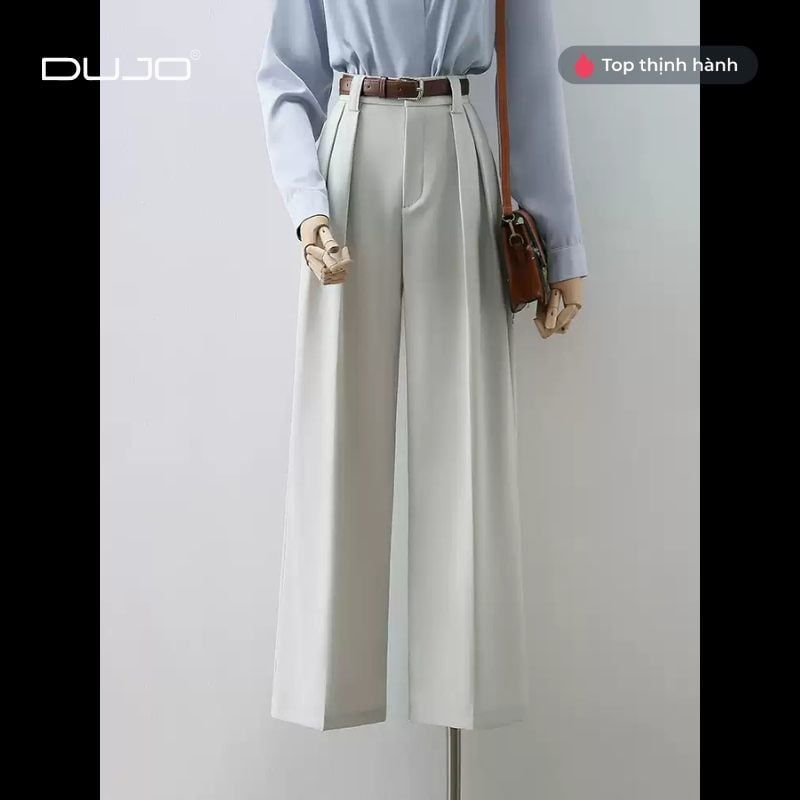 Quần Suông Nữ DUJO Trắng Kem – Thanh Lịch, Tinh Tế