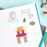 Sticker hành trình đến Mỹ của Moni