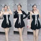 S11 Set Đầm Gồm: Đầm Ống Xoè Phối Dây Kèm Khoác (Có Quần) Mai Bùi Store