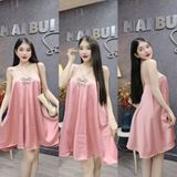D300 - Đầm Yếm Dây Blinh Phối Nơ Dáng Xoè Ngắn Mai Bùi Store