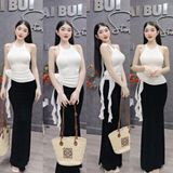 A16 - Áo Yếm Nhún Eo Phối Hoa Dây Tua Rua Mai Bùi Store
