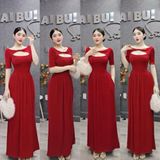 D280 - Đầm Tay Con Xoắn Cổ Dáng Xoè Dài Mai Bùi Store
