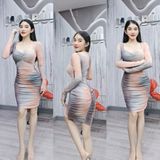 D6 - Đầm Body Nhún Loang Dài Tay Xỏ Ngón Mai Bùi Store Nữ Dress