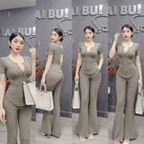 S22 - Set Bộ Gồm: Áo Cổ Nút Tay Ngắn, Quần Loe Có Túi Mai Bùi Store