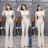 S22 - Set Bộ Gồm: Áo Cổ Nút Tay Ngắn, Quần Loe Có Túi Mai Bùi Store