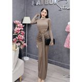 D68 - Đầm Body Thiết Kế Dài Tay Phối Ren Eo Mai Bùi Store Ôm gọn Ôm gọn Thông thường Thun Nữ