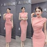 D240 - Đầm Body Cổ Lọ Nhún Vai Đính Đá Mai Bùi Store
