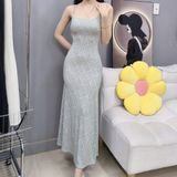 D66 - Đầm Body Đuôi Cá 2 Dây Hoạ Tiết Nhí 2 Lớp Mai Bùi Store