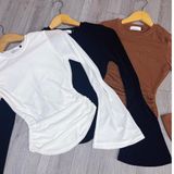 A3 - Áo Tay Loe Dài Nhũ Vạt Bầu Nhún Eo Mai Bùi Store Top Thun