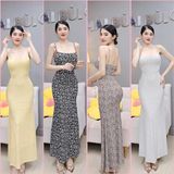 D66 - Đầm Body Đuôi Cá 2 Dây Hoạ Tiết Nhí 2 Lớp Mai Bùi Store
