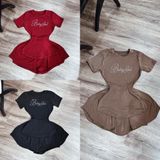 S48 - Set Áo Tay Con Chữ Phối Chân Váy Có Lót Quần Mai Bùi Store