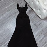 D701 - Đầm Body Lưng V Nhún Đuôi Cá