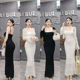 D660 - Set Đầm Gồm: Đầm Body Ren Đuôi Cá 2S Kèm Khoác Tay Loe Mai Bùi Store