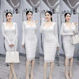 D95 - Đầm Body Nhũ Đính Nút Vai Mai Bùi Store Nữ Dress