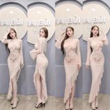 S124 - Set Áo Tay Loe Cổ Bèo Kèm Chân Váy Vạt Xéo Lưới Dẻo Mai Bùi Store