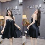 D300 - Đầm Yếm Dây Blinh Phối Nơ Dáng Xoè Ngắn Mai Bùi Store