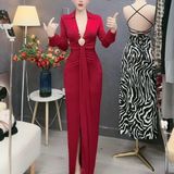 D244 Đầm Body Thiết Kế Hà Hồ Phiên Bản Nút Cổ Sơ Mi Mai Bùi Store Nữ