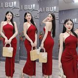 D82 - Đầm Body Cổ Yếm Cột Tà Trước Mai Bùi Store (Kèm mút ngực)