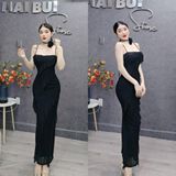 D305 - Đầm Body 2S Bèo Dáng Dài Phối Dây Hoa Mai Bùi Store ( Có mút)