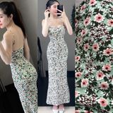 D66 - Đầm Body Đuôi Cá 2 Dây Hoạ Tiết Nhí 2 Lớp Mai Bùi Store