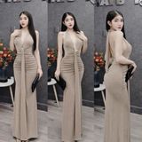 D851 - Đầm Body Cột Yếm Nhún Eo Mai Bùi ( Không Kèm Tag - Có Mút)