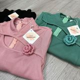 D26 - Đầm Body Thiết Kế Khoét Cổ Xẻ Tà Tặng Kèm Tag Hoa Hồng Len Mai Bùi Store Trơn